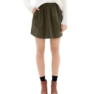 MADEWELL DEEP OLIVE GREEN SATIN PREPPY LINED A-LINE MINI SKIRT SIZE SMALL MINT!